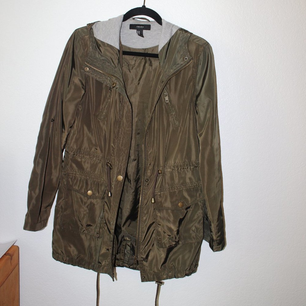 Green Rain Trench Goat with hood